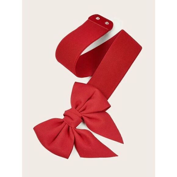 🎀 Red Bow Decor Elastic Stretchy Wide Corset Belt SIZE L-XL NEW - Picture 6 of 16